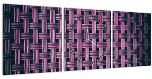 Obraz fialové textury (s hodinami) (90x30 cm)
