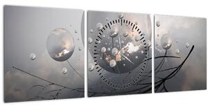 Obraz abstraktních koulí (s hodinami) (90x30 cm)