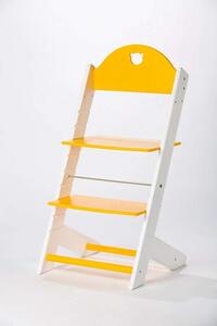 Lucas Wood Style - rostoucí židle MIXLE - bílá/žlutá (Opěrka - medvídek)