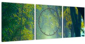 Obraz cesty lemované stromy (s hodinami) (90x30 cm)
