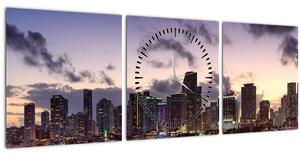 Obraz - mrakodrapy velkoměsta (s hodinami) (90x30 cm)