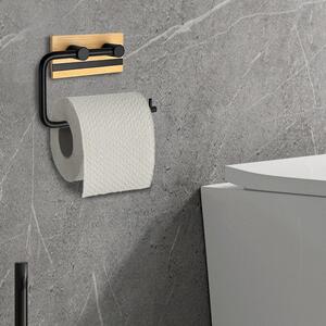 ViaDomo Via Domo - Držák na toaletní papír Semplice - černá/dřevo - 15x9,5x3 cm