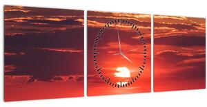 Obraz barevného slunce (s hodinami) (90x30 cm)