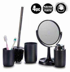 Arte Regal Sada 4 koupelnových doplňků - dávkovač, kelímek, zrcadlo, štětka - černý set AR17757