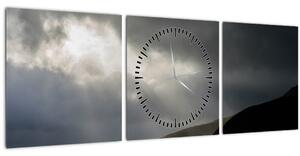 Obraz blížící se bouřky (s hodinami) (90x30 cm)