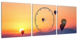 Obraz horkovzdušných balónů (s hodinami) (90x30 cm)