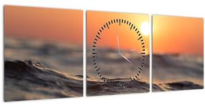 Obraz vodní hladiny (s hodinami) (90x30 cm)
