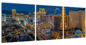 Obraz nočního Las Vegas (s hodinami) (90x30 cm)