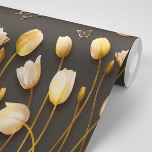 Tapeta tulipány se zlatým motivem