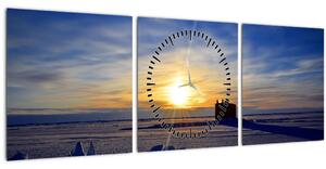 Obraz - polární krajina (s hodinami) (90x30 cm)