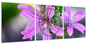 Detailní obraz květiny (s hodinami) (90x30 cm)