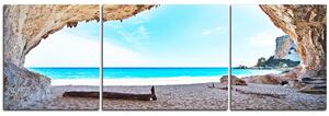 Obraz na plátně - Výhled na pláž z jeskyně - panoráma 540C (150x50 cm)