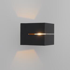 Sada 2 moderních nástěnných svítidel černé barvy se zlatým vnitřkem 9,7 cm - Transfer Groove