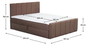 TEMPO Boxspringová postel, 140x200, hnědá, STAR
