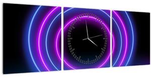 Obraz barevných kruhů (s hodinami) (90x30 cm)