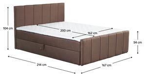 TEMPO Boxspringová postel, 160x200, hnědá, STAR