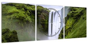 Obraz vodopádů (s hodinami) (90x30 cm)