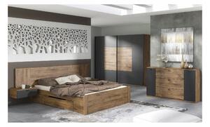 TEMPO Manželská postel, úložný prostor, dub ribeck, ARMENY 8XX3AT26