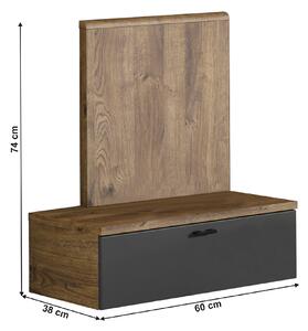 TEMPO Ložnicový komplet (postel 160x200 cm, 2x noční stolek, skříň), dub ribeck/tmavý grafit, ARMENY