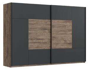 TEMPO Ložnicový komplet (postel 160x200 cm, 2x noční stolek, skříň), dub ribeck/tmavý grafit, ARMENY