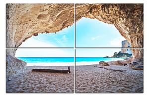 Obraz na plátně - Výhled na pláž z jeskyně 140E (150x100 cm)