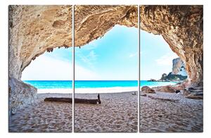 Obraz na plátně - Výhled na pláž z jeskyně 140B (90x60 cm )