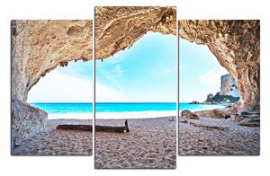 Obraz na plátně - Výhled na pláž z jeskyně 140C (90x60 cm)