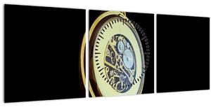Obraz zlatých kapesních hodinek (s hodinami) (90x30 cm)