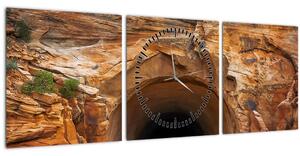 Obraz - tunel ve skále (s hodinami) (90x30 cm)