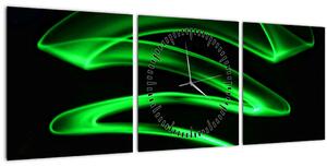 Obraz - neonové vlny (s hodinami) (90x30 cm)