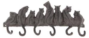 Hnědý nástěnný litinový věšák s háčky Cats -36*5*16 cm