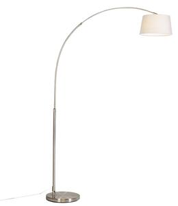 Moderní oblouková lampa z oceli s odstínem bílé látky - Arc Basic