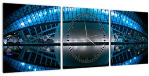 Obraz fotbalového stadionu (s hodinami) (90x30 cm)