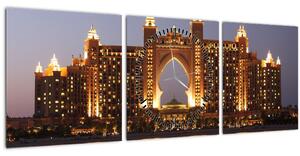 Obraz stavby v Dubaji (s hodinami) (90x30 cm)