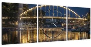 Obraz mostu s fontánou (s hodinami) (90x30 cm)