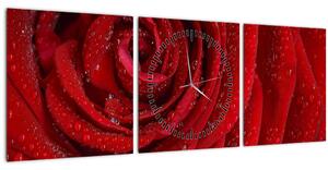 Obraz - detail růže (s hodinami) (90x30 cm)