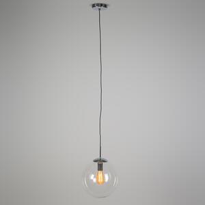 Skandinávská závěsná lampa chrom s čirým sklem - Ball 30