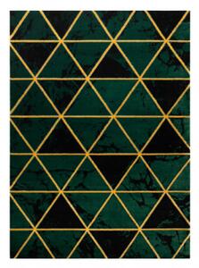 Koberec EMERALD exkluzivní 1020 glamour, styl marmur, trojúhelníky lahvově zelený/zlatý