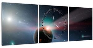 Obraz planetky (s hodinami) (90x30 cm)