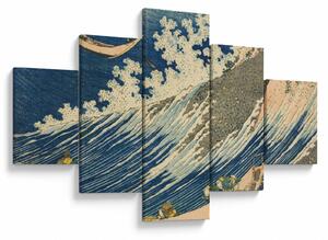 Obraz - Katsushika Hokusai, Fishing Boats at Choshi in Shimosa (Soshu Choshi), reprodukce (125x70 cm)
