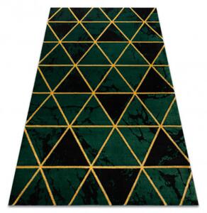 Koberec EMERALD exkluzivní 1020 glamour, styl marmur, trojúhelníky lahvově zelený/zlatý