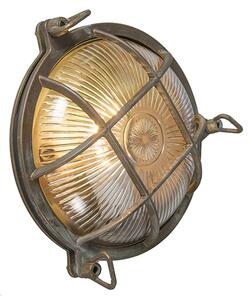 Retro nástěnná lampa hnědá IP44 - Nautica kulatá
