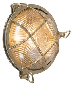 Retro nástěnná lampa zlatá IP44 - kulatá Nautica
