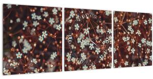 Obraz květiny Pomněnka lesní (s hodinami) (90x30 cm)