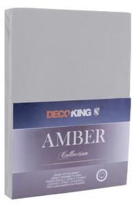 Ocelově šedé elastické džersejové prostěradlo DecoKing Amber Collection, 220/240 x 200 cm