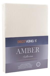 Béžové elastické džersejové prostěradlo DecoKing Amber Collection, 140/160 x 200 cm
