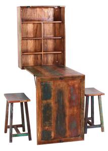 SOB NABYTEK | Barevný nástěnný sklápěcí barový stůl a 2 stoličky recyklované dřevo Openwater STM-09130-98