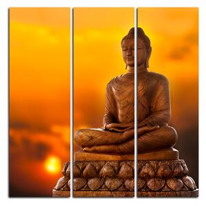Obraz na plátně - Buddha a západ slunce - čtverec 359B (75x75 cm)