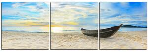 Obraz na plátně - Člun na pláži - panoráma 551B (150x50 cm)