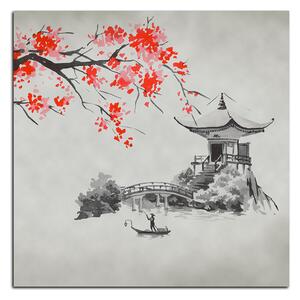 Obraz na plátně - Tradiční ilustrace Japonsko - čtverec 360A (50x50 cm)